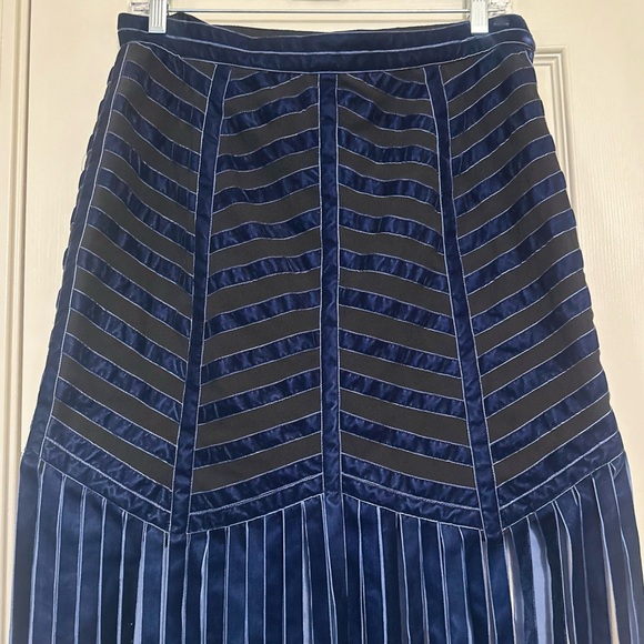 ♦️ Free People Blue Fringe Maxi Skirt Size 10 Rare - Picture 5 of 12